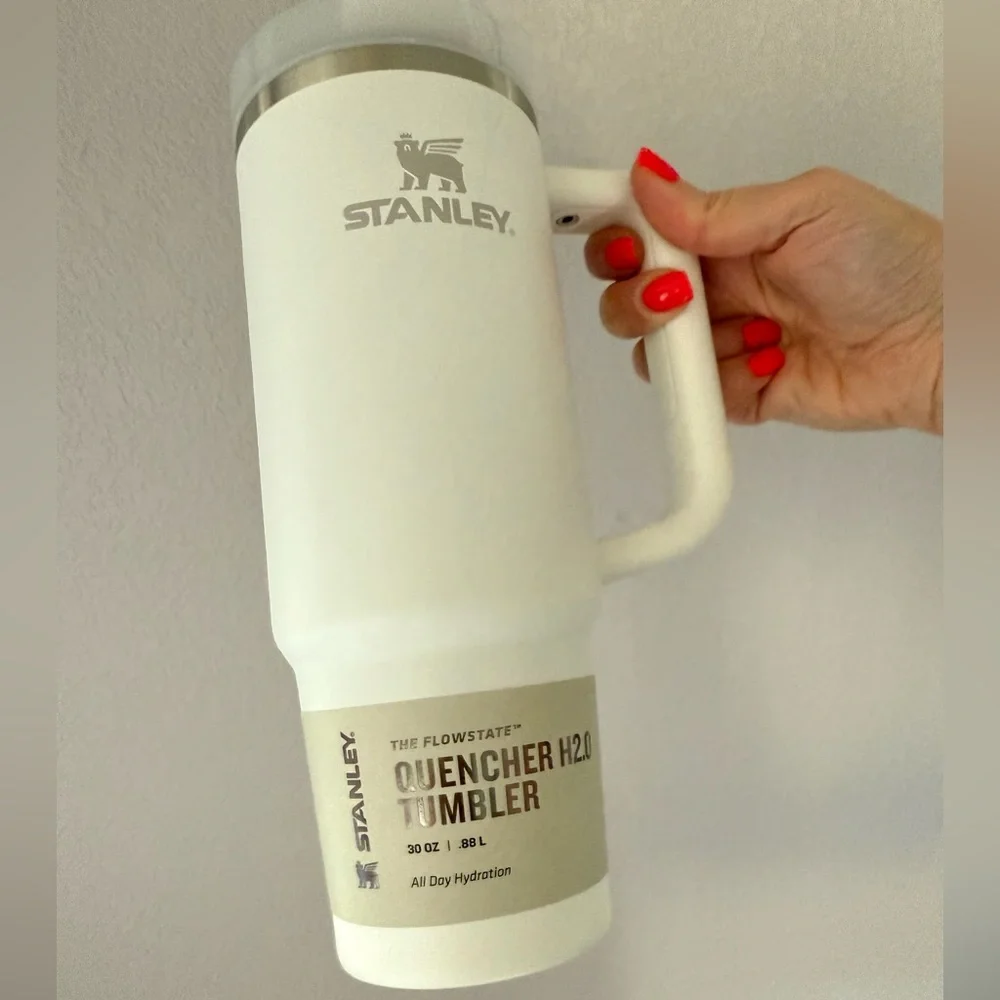 New white Stanley cup with Straw